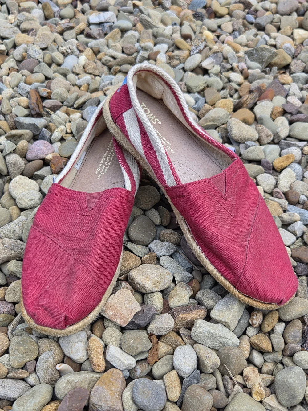Toms Red Canvas Espadrille Slip-On Flats Size 7